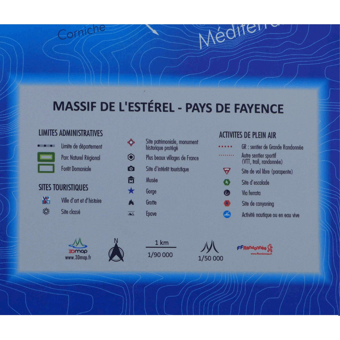 Carte murale en relief - Massif de l'Estérel et Pays de Fayence - 41 cm x 61 cm | 3D Map carte relief 3D Map 