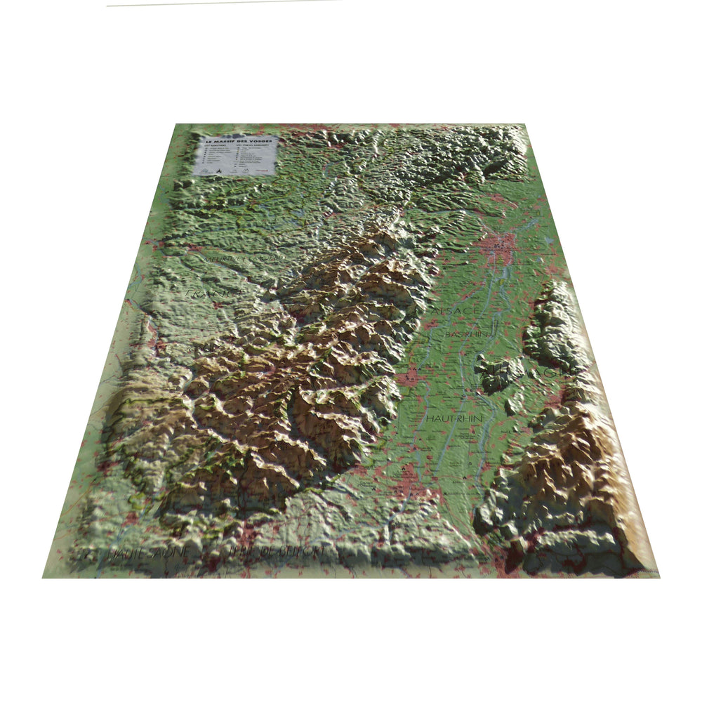 Carte murale en relief - Massif des Vosges - 41 cm x 61 cm | 3D Map carte relief 3D Map 