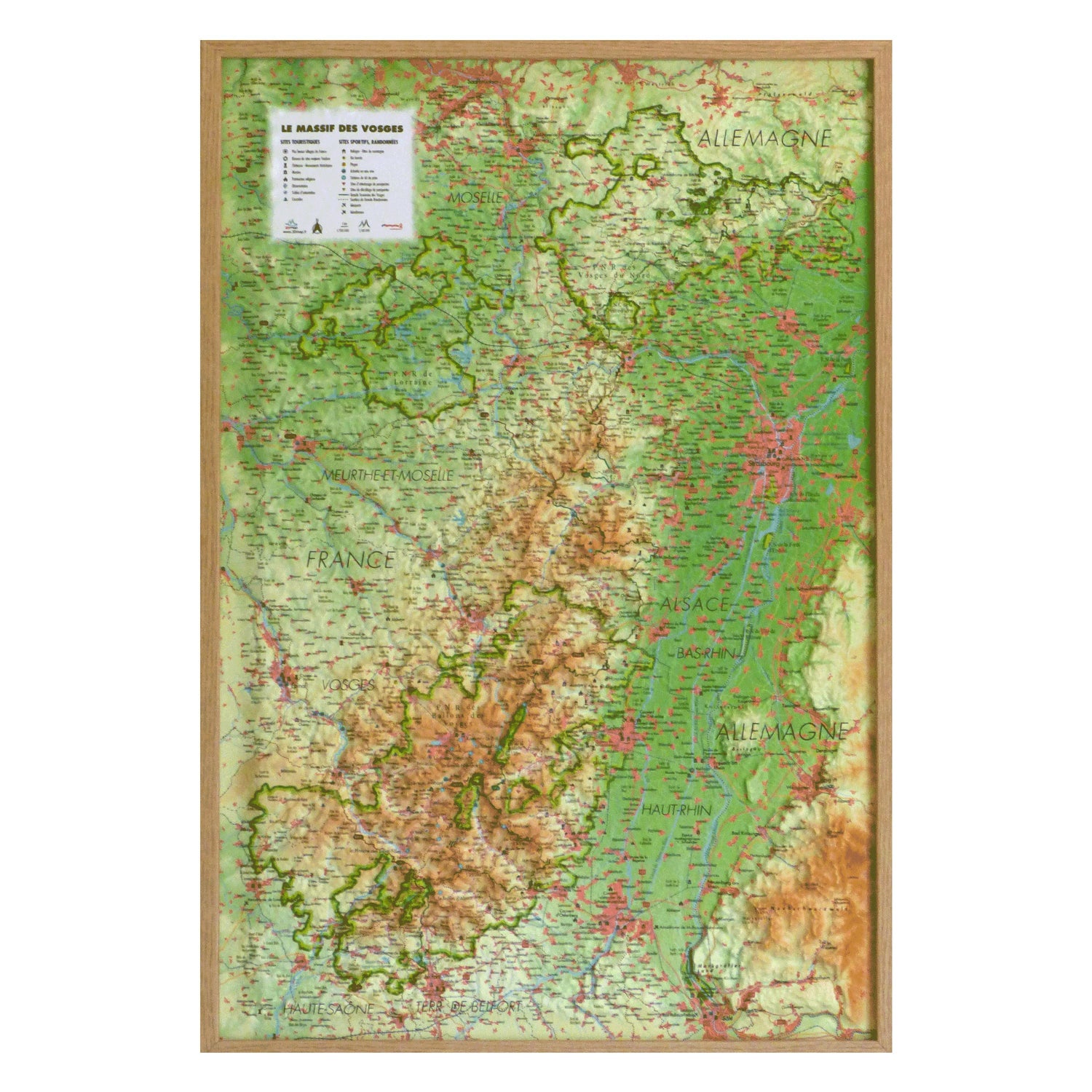 Carte murale en relief - Massif des Vosges - 41 cm x 61 cm | 3D Map carte en relief 3D Map