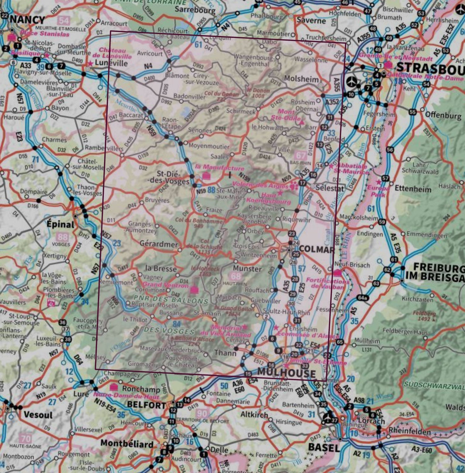 Carte murale en relief - Massif des Vosges - 80 x 113 cm | IGN carte en relief IGN 