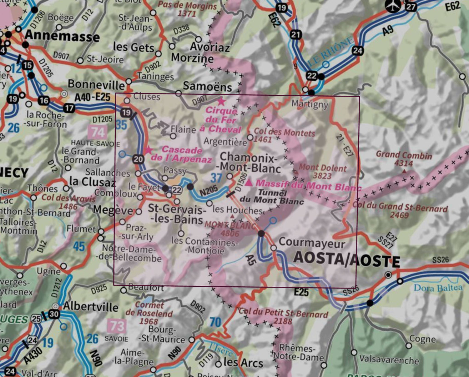 Carte murale en relief - Massif du Mont Blanc - 113 x 92 cm | IGN carte en relief IGN 