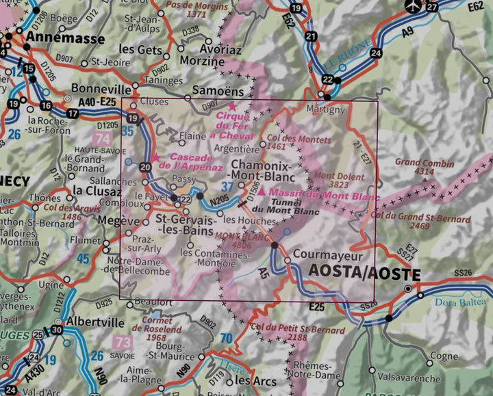 Carte murale en relief - Massif du Mont Blanc - 113 x 92 cm | IGN carte en relief IGN 