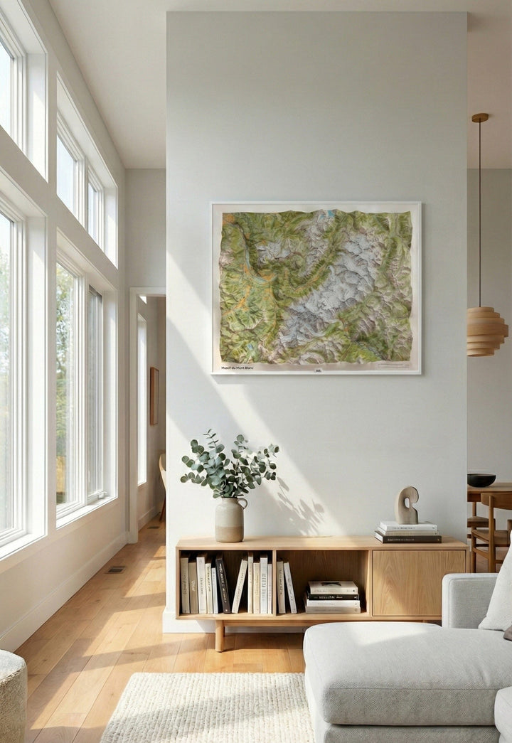 Carte murale en relief - Massif du Mont Blanc - 113 x 92 cm | IGN carte en relief IGN 