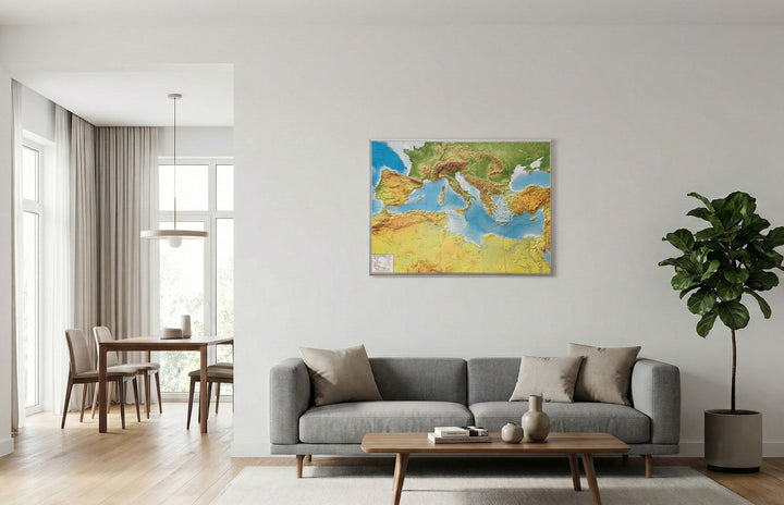 Carte murale en relief - Mer Méditerranée (en anglais) - 77 x 57 cm | Georelief carte en relief Georelief 