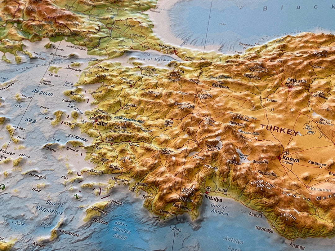 Carte murale en relief - Mer Méditerranée (en anglais) - 77 x 57 cm | Georelief carte relief Georelief 