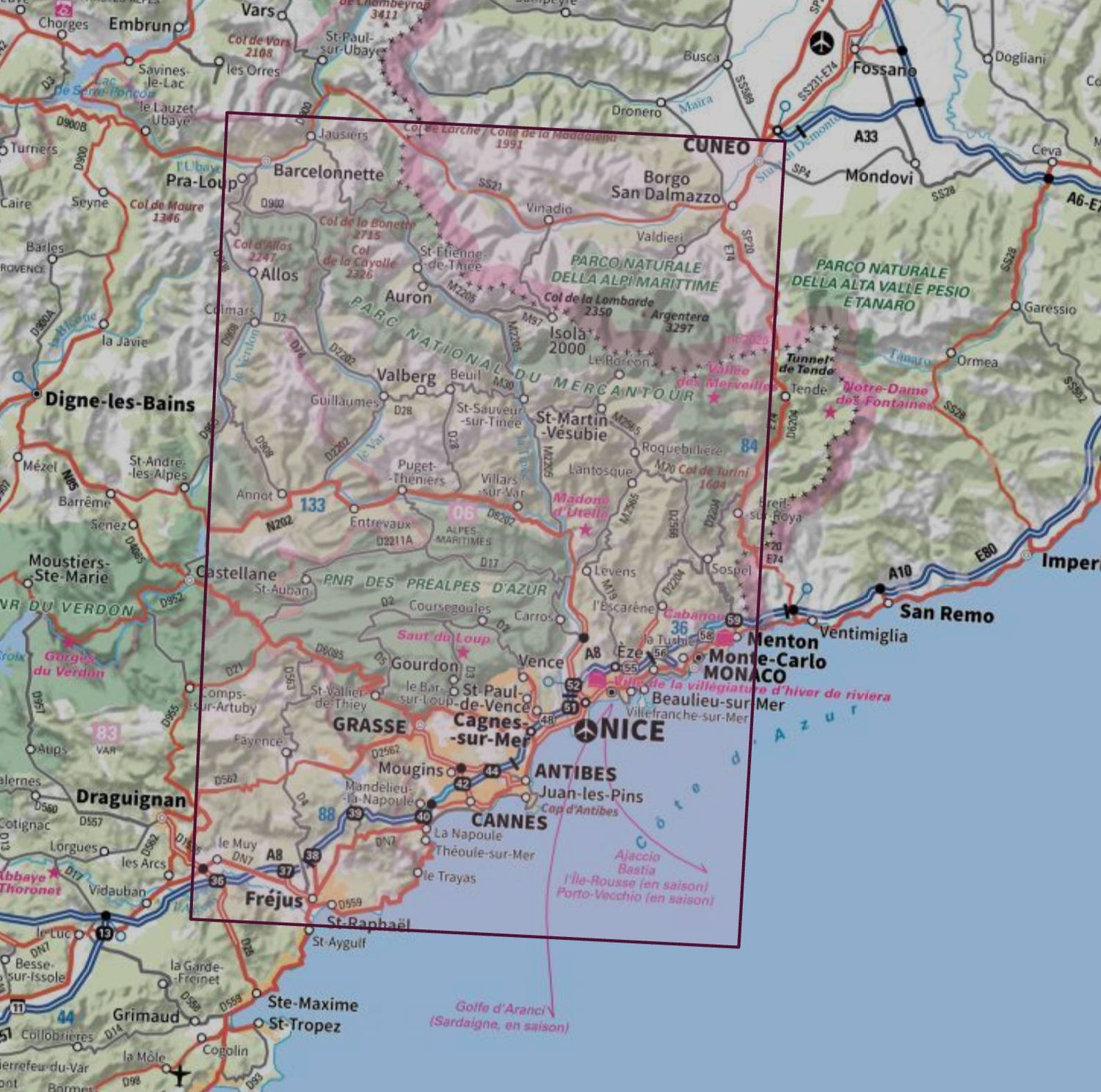 Carte murale en relief - Mercantour & Côte d'Azur - 80 x 113 cm | IGN carte en relief IGN 