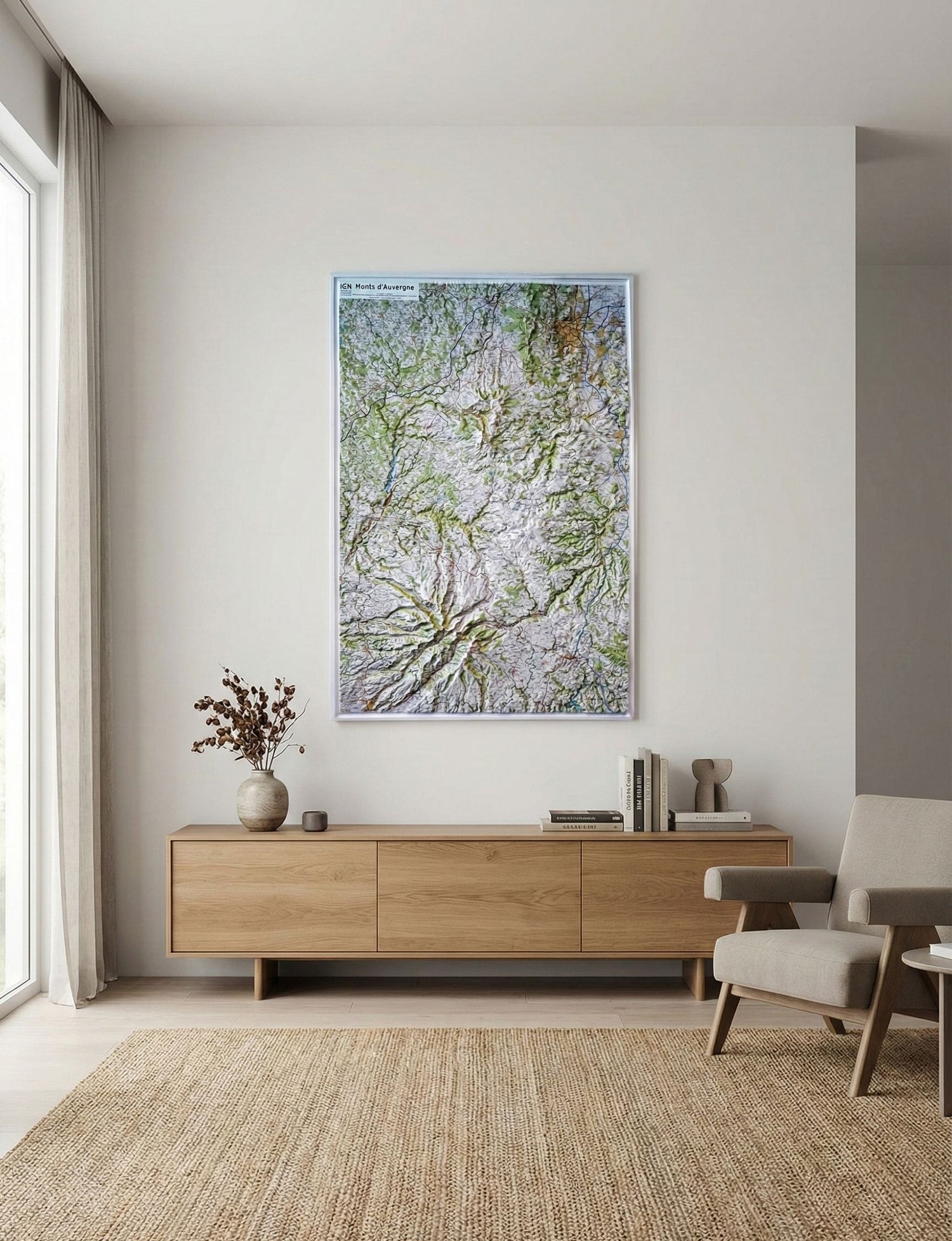 Carte murale en relief - Monts d'Auvergne - 80 x 113 cm | IGN carte en relief IGN 