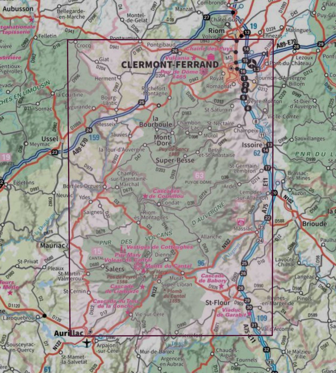Carte murale en relief - Monts d'Auvergne - 80 x 113 cm | IGN carte en relief IGN 