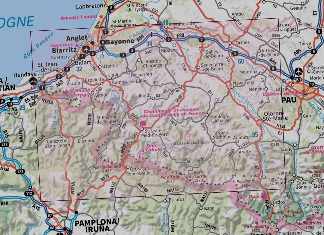 Carte murale en relief - Pays Basque - 113 x 80 cm | IGN carte en relief IGN 