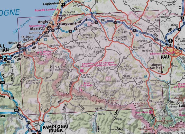 Carte murale en relief - Pays Basque - 113 x 80 cm | IGN carte en relief IGN 