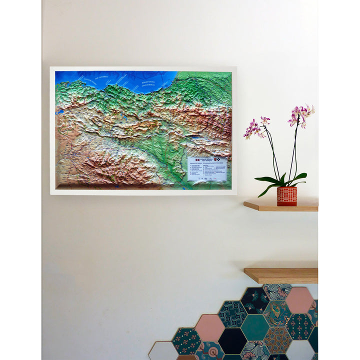 Carte murale en relief - Pays Basque - 61 x 41 cm | 3D Map carte en relief 3D Map 