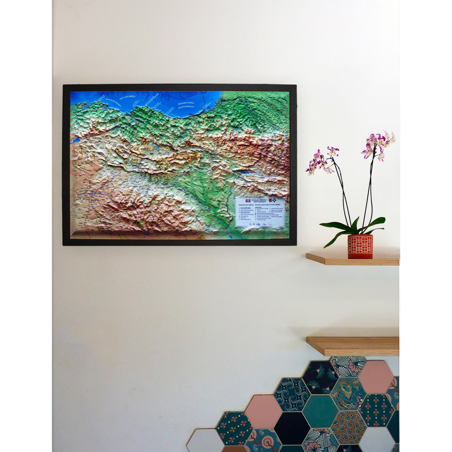Carte murale en relief - Pays Basque - 61 x 41 cm | 3D Map carte en relief 3D Map 