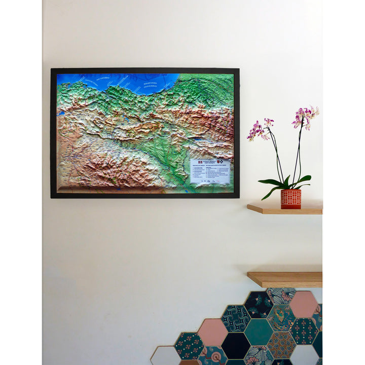 Carte murale en relief - Pays Basque - 61 x 41 cm | 3D Map carte en relief 3D Map 
