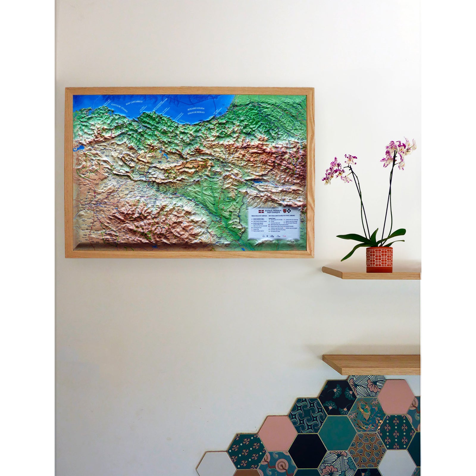 Carte murale en relief - Pays Basque - 61 x 41 cm | 3D Map carte en relief 3D Map 