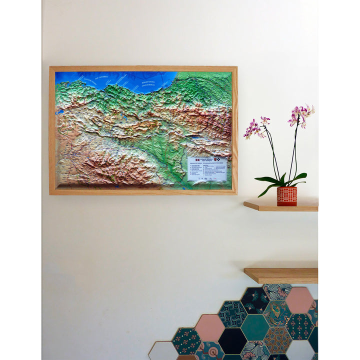Carte murale en relief - Pays Basque - 61 x 41 cm | 3D Map carte en relief 3D Map 