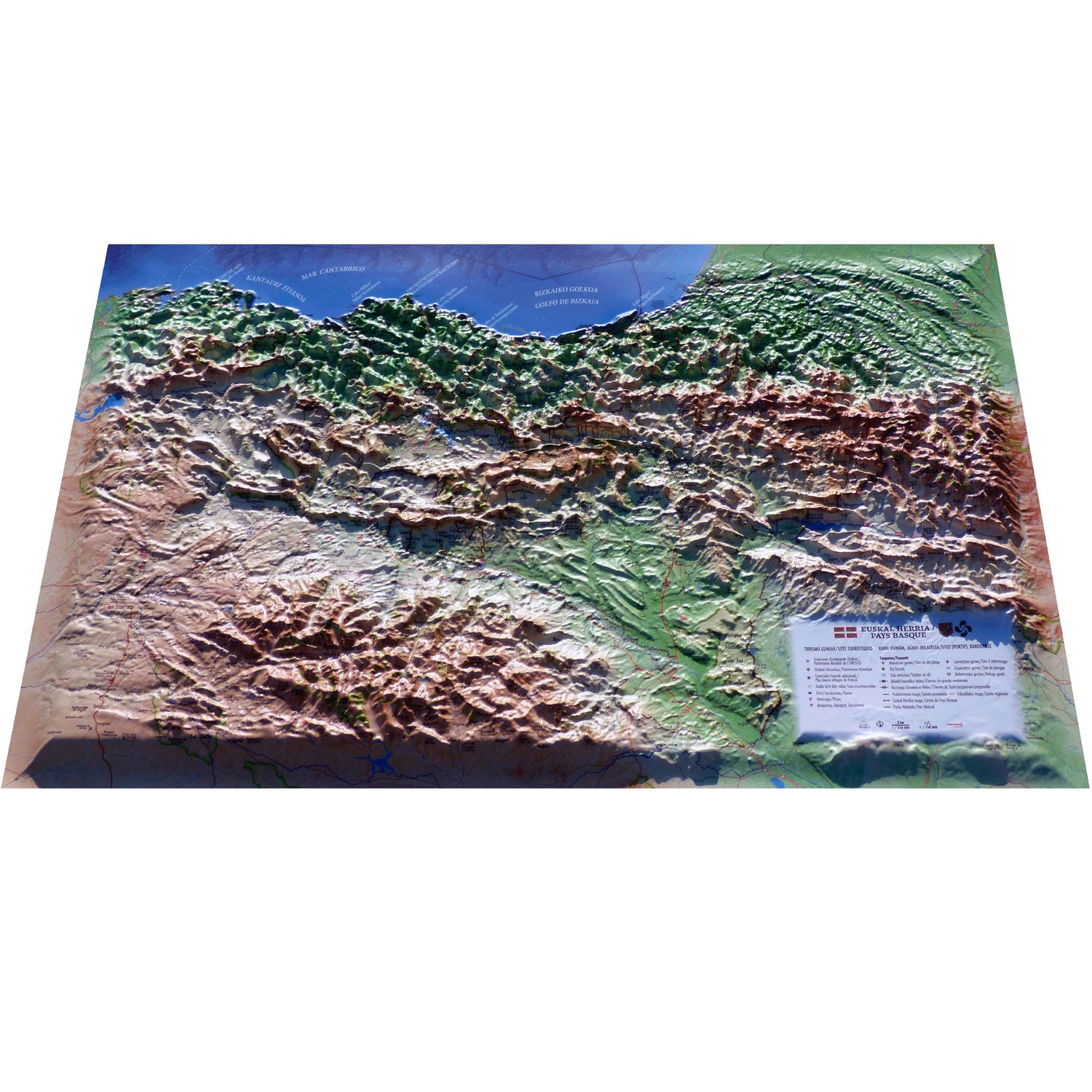 Carte murale en relief - Pays Basque - 61 x 41 cm | 3D Map carte en relief 3D Map 