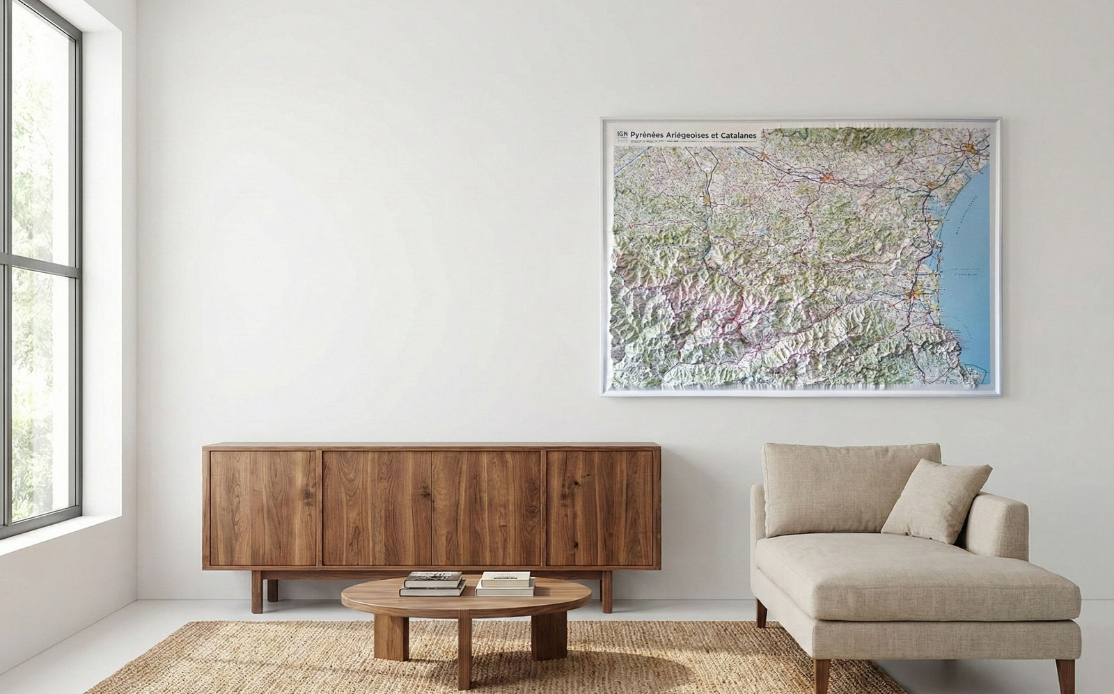 Carte murale en relief - Pyrénées ariégeoises et catalanes - 113 x 80 cm | IGN carte en relief IGN 