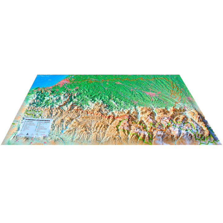 Carte murale en relief - Pyrénées-Atlantiques - 61 cm x 41 cm | 3D Map carte relief 3D Map 