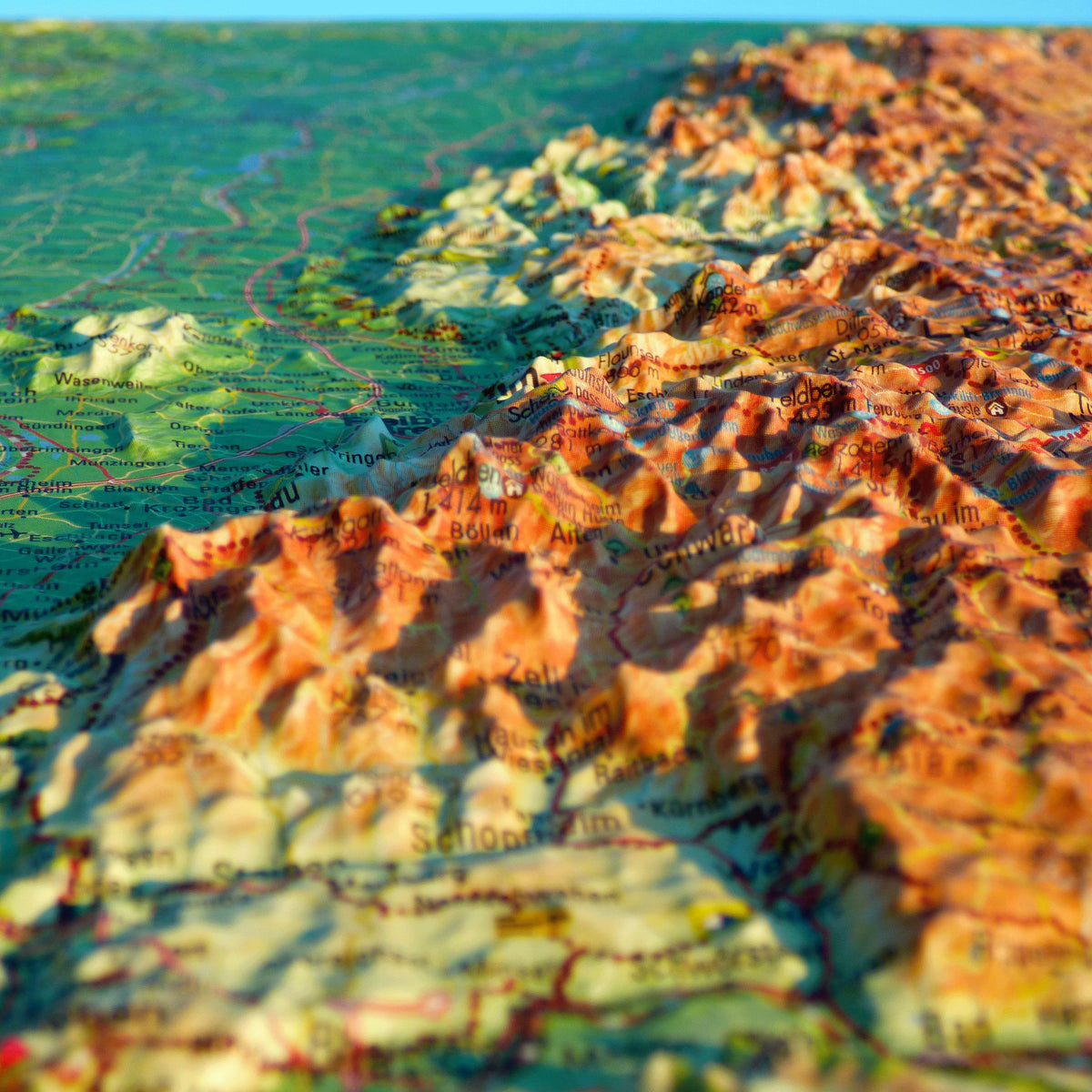 Carte murale en relief - Vosges, Alsace, Forêt Noire - 61 x 41 cm | 3D Map carte en relief 3D Map