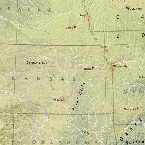Carte murale - États-Unis physique - 92 x 61 cm | National Geographic carte murale roulée (en tube) National Geographic 