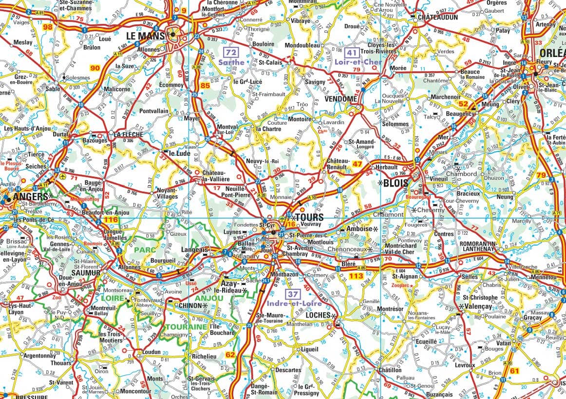 Carte murale – France routière (110 x 100 cm) | Blay Foldex carte murale roulée (en tube) Blay Foldex