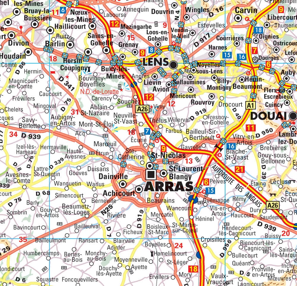 Carte murale – France routière, Quart Nord-Est (100 x 100 cm) | Blay Foldex carte murale roulée (en tube) Blay Foldex