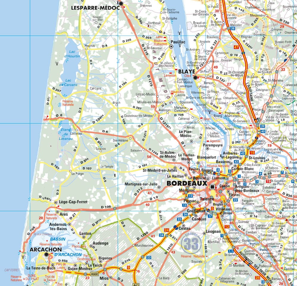 Carte murale – France routière, Quart Sud-Ouest (100 x 100 cm) | Blay Foldex carte murale roulée (en tube) Blay Foldex