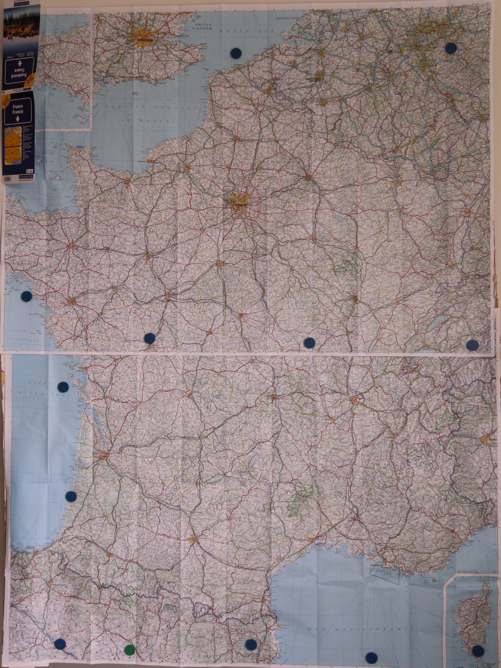 Carte murale géante - France - 140 x 186 cm (plastifiée) | Kümmerly & Frey carte murale roulée (en tube) Kümmerly & Frey