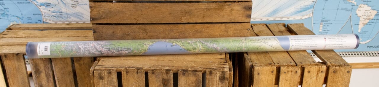 Carte murale Hike and Rail - Alpes, Pyrénées, Corse (98 x 68 cm) | Alta Via carte murale roulée (en tube) Alta Via