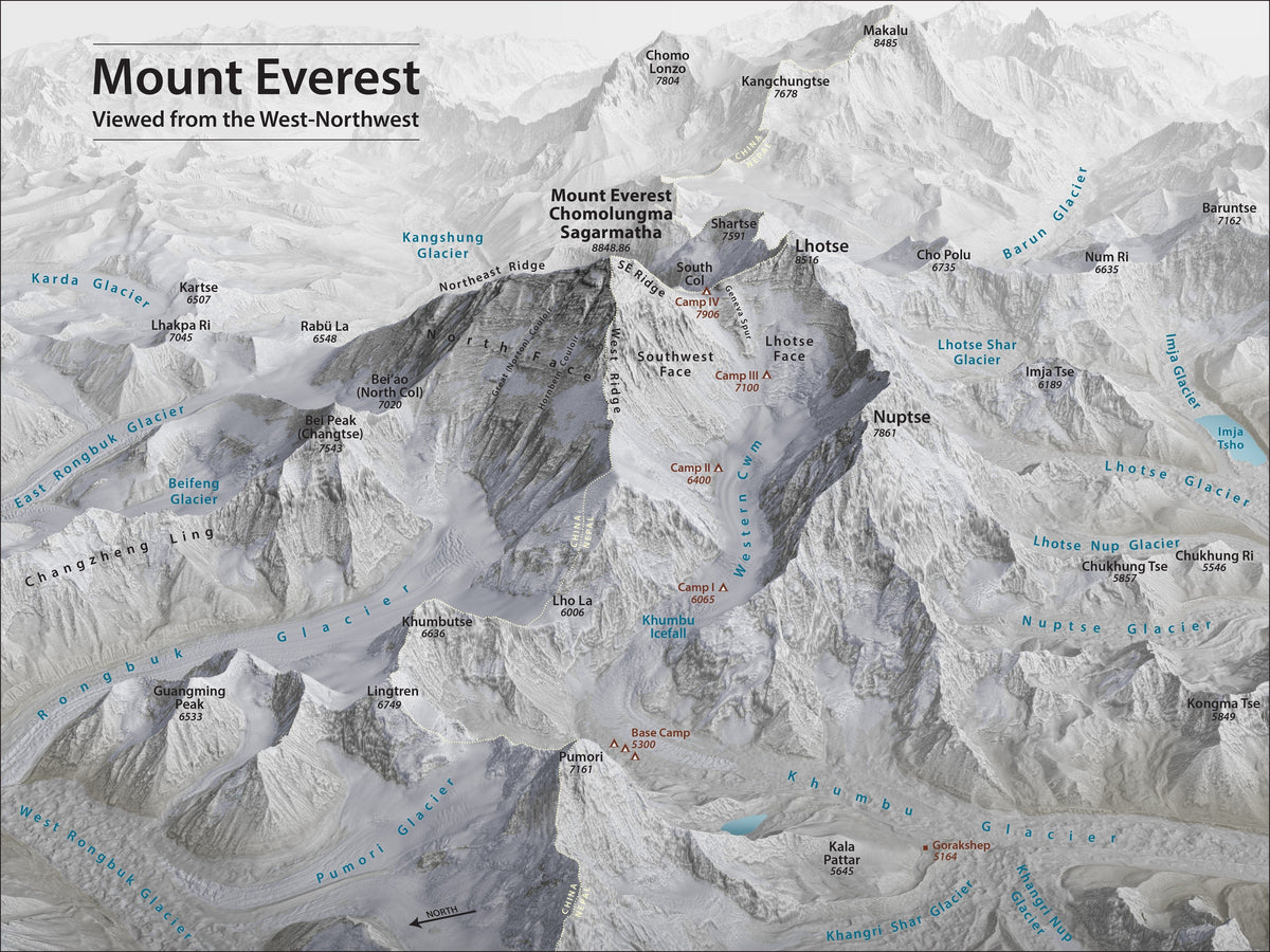 Carte murale - L'Everest en 3D - 50 x 38 cm - Édition Premium | Tom Patterson carte murale roulée (en tube) Tom Patterson