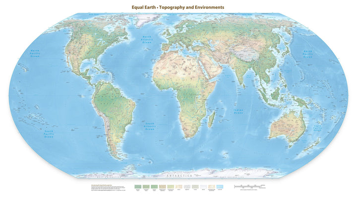 Carte murale - Monde physique Equal Earth en anglais - 140 x 77 cm - Édition Premium | Tom Patterson carte murale roulée (en tube) Tom Patterson Europe-Afrique (Florence, 11° E) 140 × 77 cm (55 × 30 po) Papier photo satiné