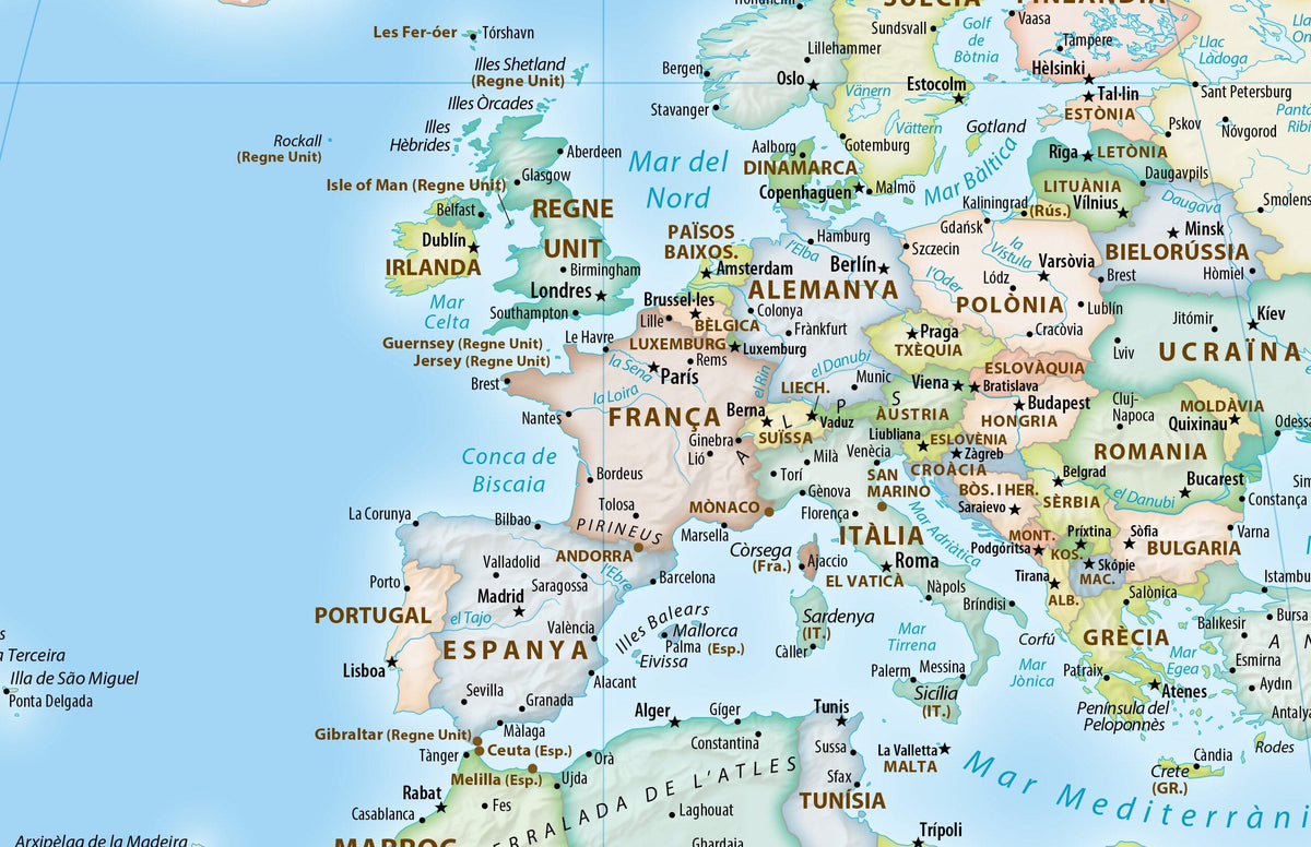 Carte murale - Monde politique Equal Earth en catalan - 140 x 74 cm - Édition Premium | Tom Patterson carte murale roulée (en tube) Tom Patterson