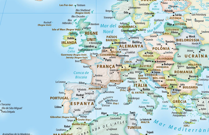 Carte murale - Monde politique Equal Earth en catalan - 140 x 74 cm - Édition Premium | Tom Patterson carte murale roulée (en tube) Tom Patterson