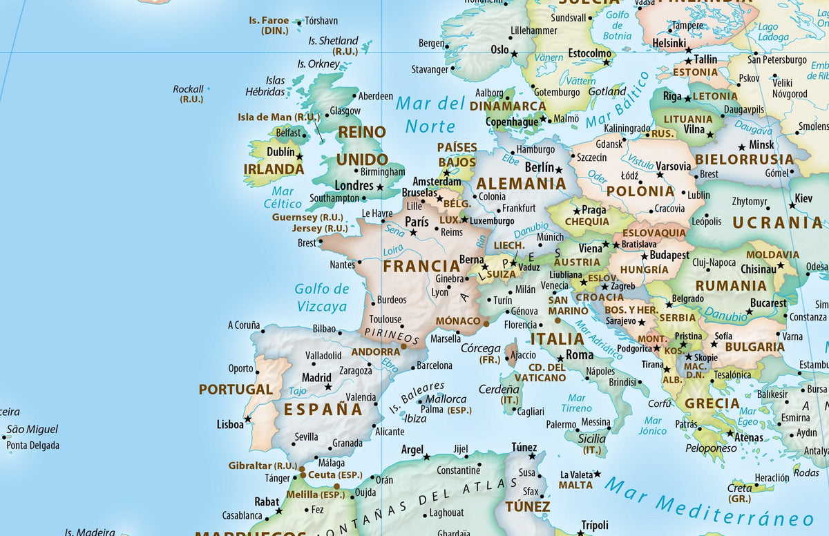 Carte murale - Monde politique Equal Earth en espagnol - 140 x 74 cm - Édition Premium | Tom Patterson carte murale roulée (en tube) Tom Patterson