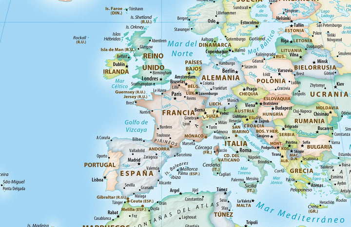 Carte murale - Monde politique Equal Earth en espagnol - 140 x 74 cm - Édition Premium | Tom Patterson carte murale roulée (en tube) Tom Patterson
