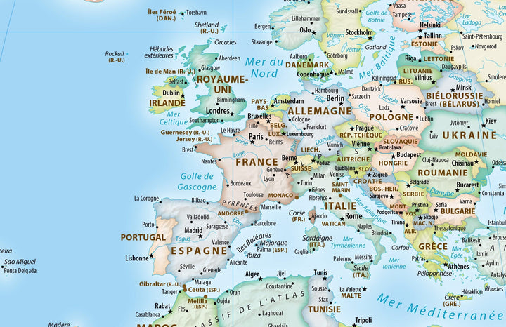 Carte murale - Monde politique Equal Earth en français - 140 x 74 cm - Édition Premium | Tom Patterson carte murale roulée (en tube) Tom Patterson