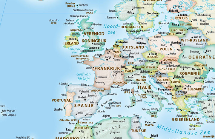 Carte murale - Monde politique Equal Earth en néerlandais - 140 x 74 cm - Édition Premium | Tom Patterson carte murale roulée (en tube) Tom Patterson
