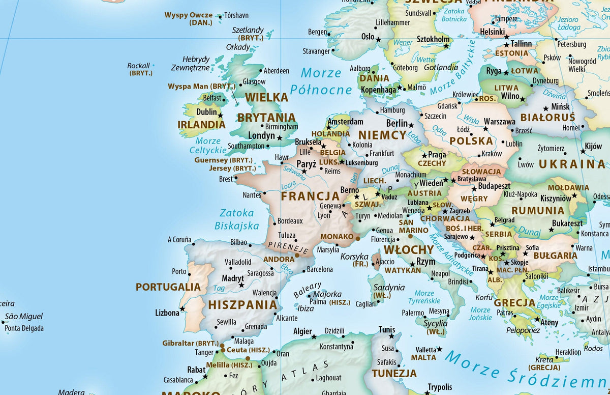 Carte murale - Monde politique Equal Earth en polonais - 140 x 74 cm - Édition Premium | Tom Patterson carte murale roulée (en tube) Tom Patterson