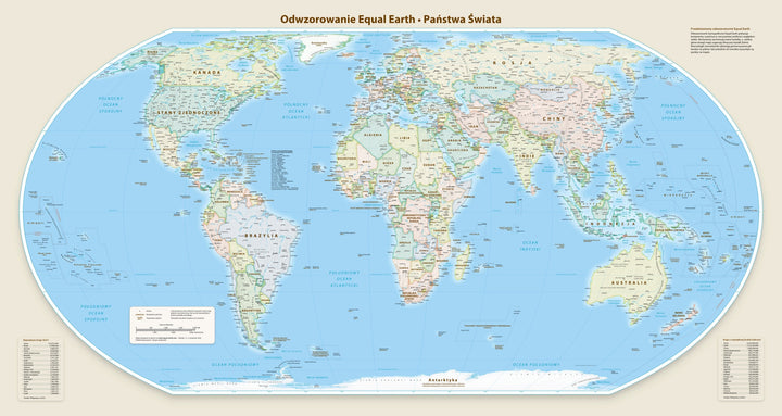 Carte murale - Monde politique Equal Earth en polonais - 140 x 74 cm - Édition Premium | Tom Patterson carte murale roulée (en tube) Tom Patterson Europe-Afrique (Florence, 11° E) 140 × 74 cm (55 × 29 po) Papier photo satiné