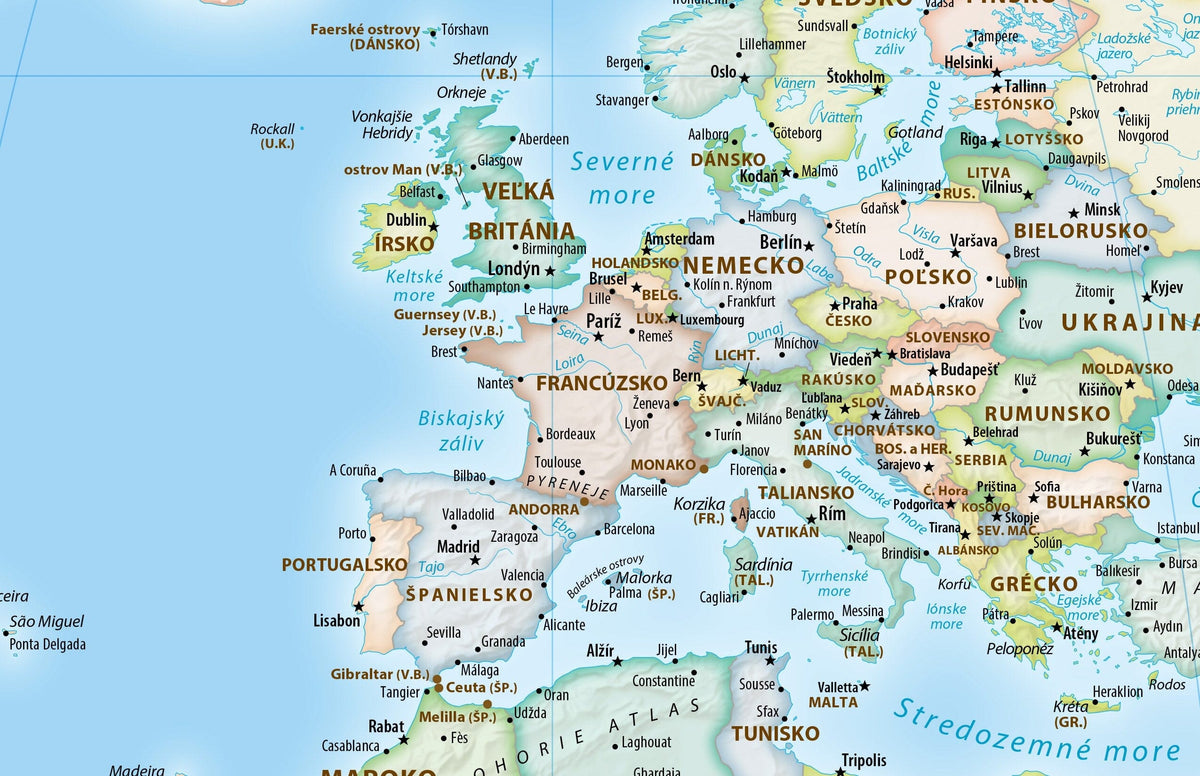 Carte murale - Monde politique Equal Earth en slovaque - 140 x 74 cm - Édition Premium | Tom Patterson carte murale roulée (en tube) Tom Patterson