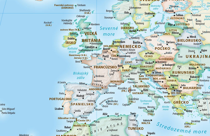 Carte murale - Monde politique Equal Earth en slovaque - 140 x 74 cm - Édition Premium | Tom Patterson carte murale roulée (en tube) Tom Patterson