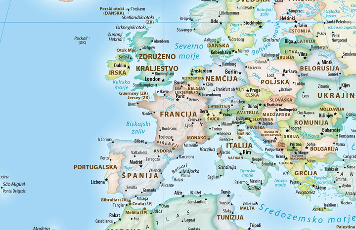 Carte murale - Monde politique Equal Earth en slovène - 140 x 74 cm - Édition Premium | Tom Patterson carte murale roulée (en tube) Tom Patterson