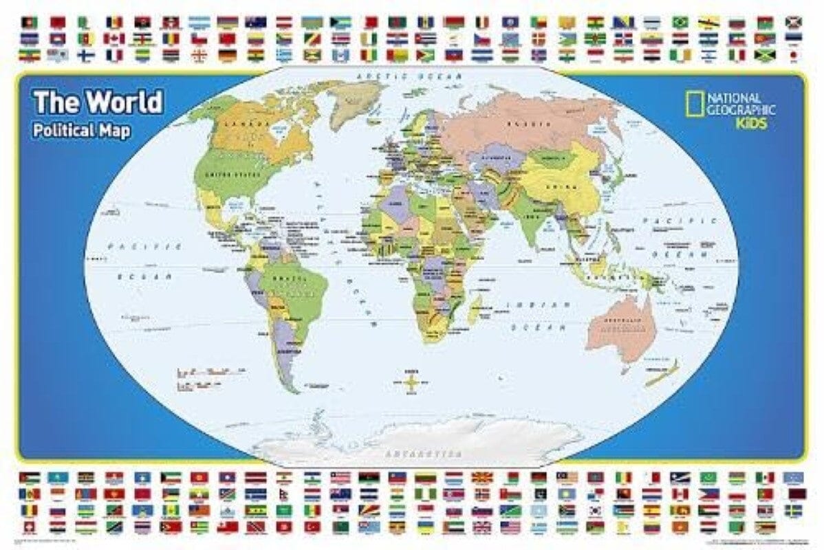 Carte murale - Monde politique pour les enfants | National Geographic carte murale roulée (en tube) National Geographic Default Title