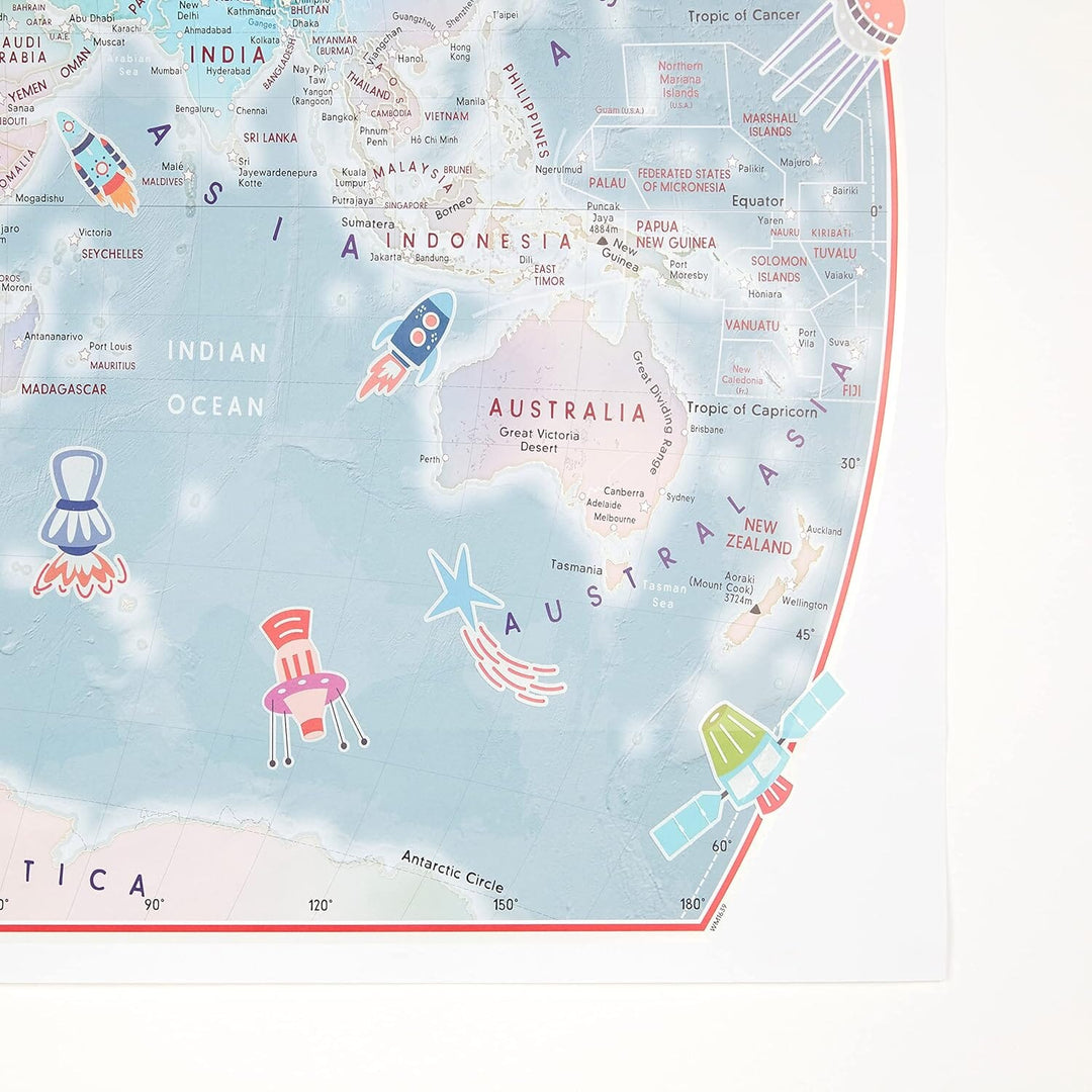 Carte murale phosphorescente pour enfants - Le Monde, en anglais (85 x 60 cm) | Maps International carte murale petit tube Maps International 
