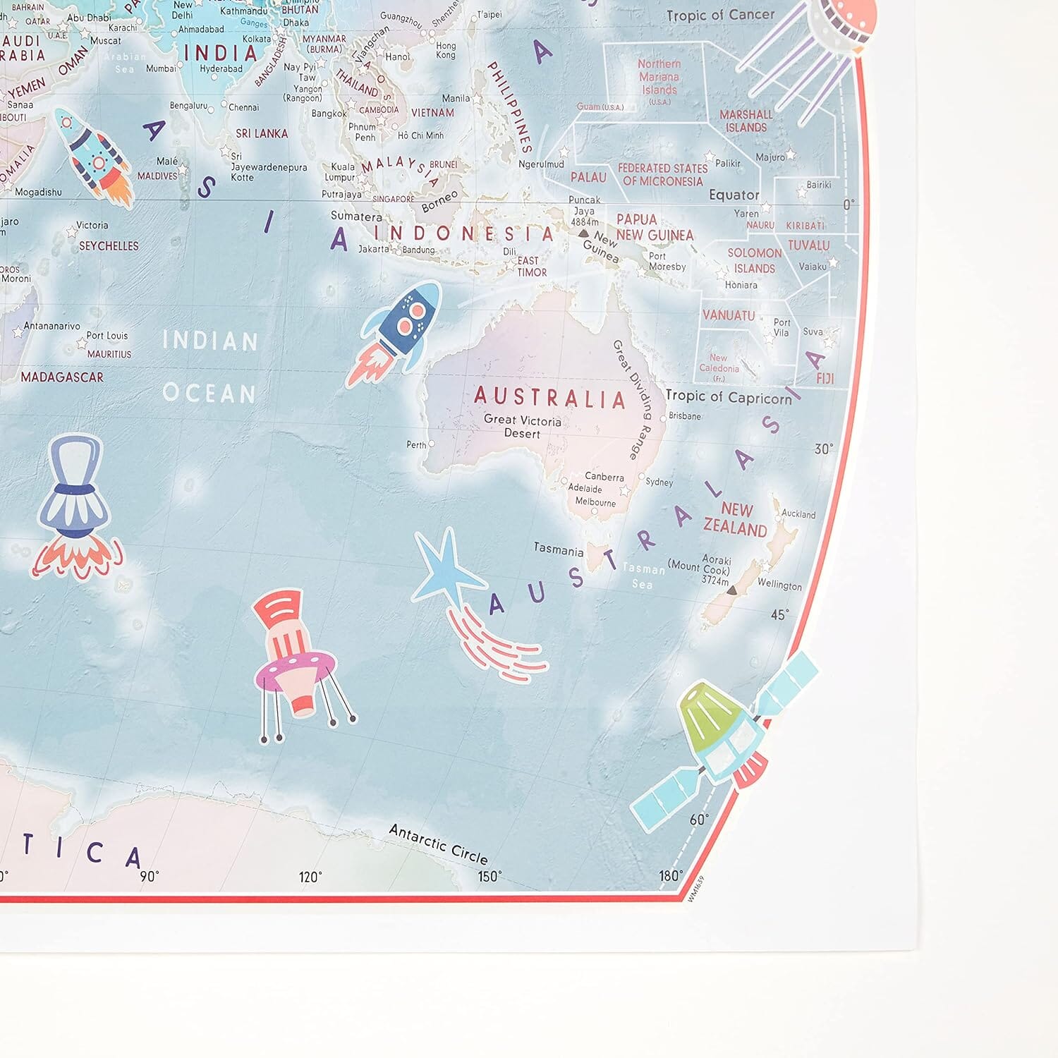 Carte murale phosphorescente pour enfants - Le Monde, en anglais (85 x 60 cm) | Maps International carte murale roulée (en tube) Maps International