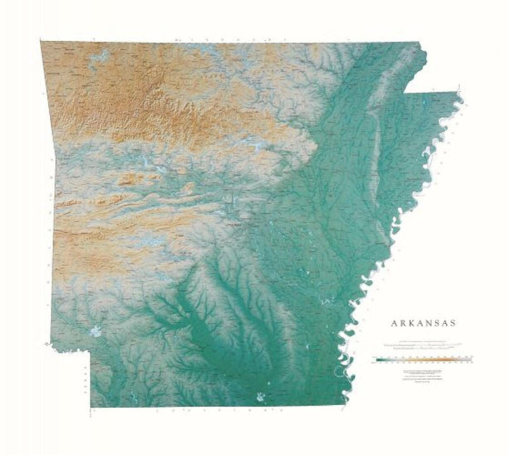 Carte murale physique - Arkansas | Raven Maps carte murale roulée (en tube) Raven Maps Plastifiée