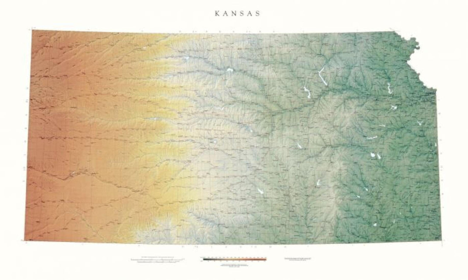 Carte murale physique - Kansas | Raven Maps carte murale roulée (en tube) Raven Maps Papier