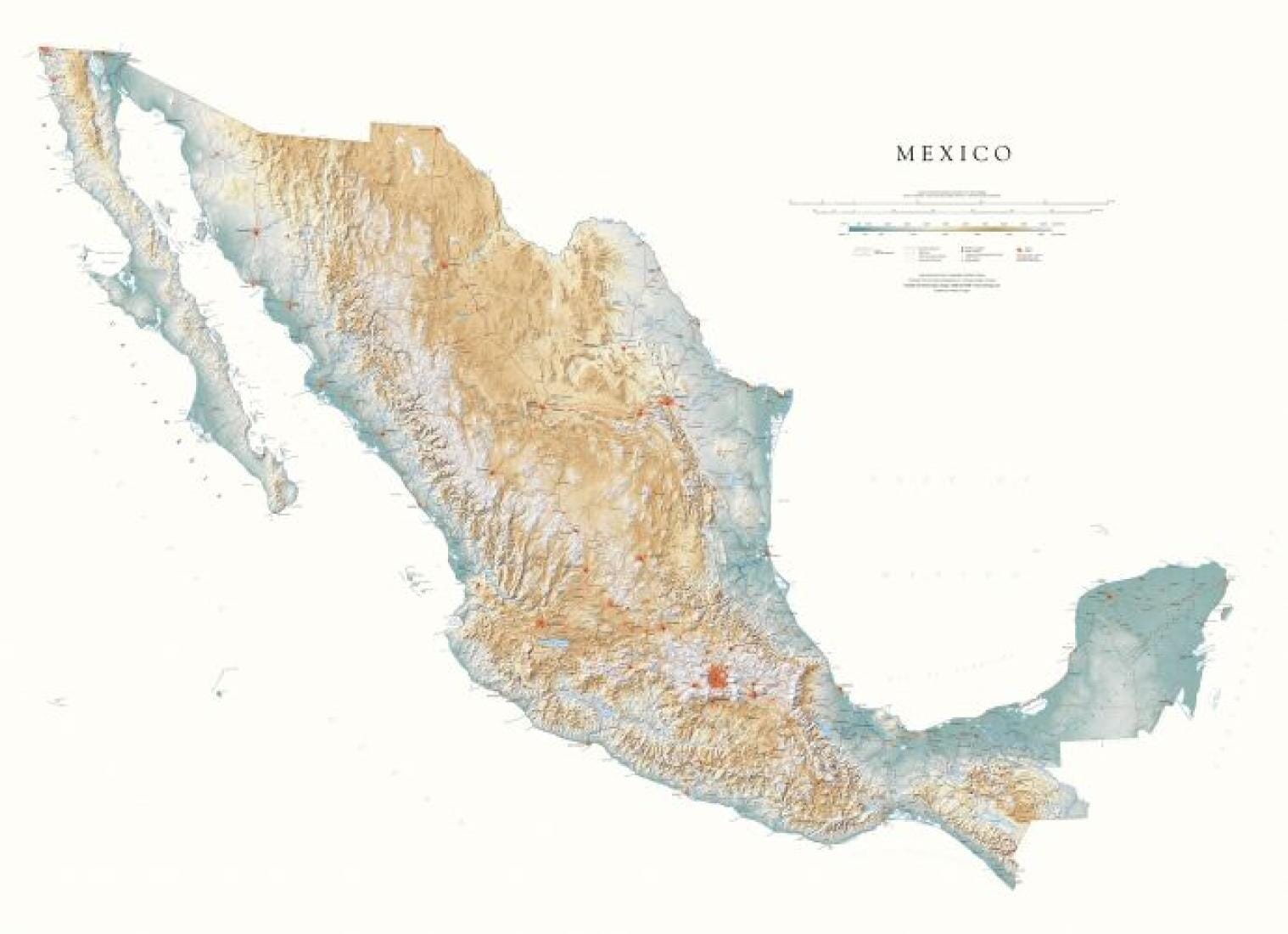 Carte murale physique - Mexique | Raven Maps carte murale roulée (en tube) Raven Maps Papier