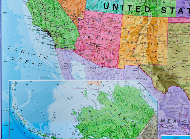 Carte murale plastifiée – USA politique (en anglais) – 120 x 100 cm | Maps International - La Compagnie des Cartes