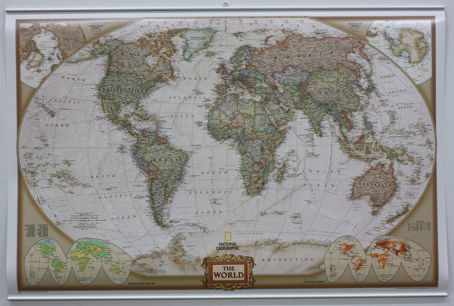 Carte murale (en anglais) - Monde politique, style antique, format standard | National Geographic carte murale petit tube National Geographic Plastifiée + avec lattes de maintien 
